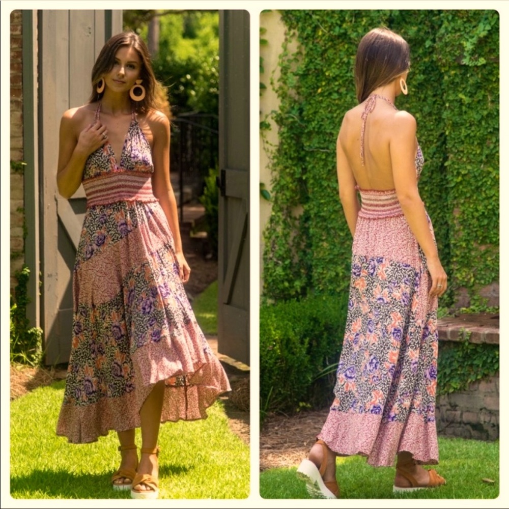 FREE PEOPLE “Gabriela” Halter Dress in “Terracotta” Print - Picture 1 of 12